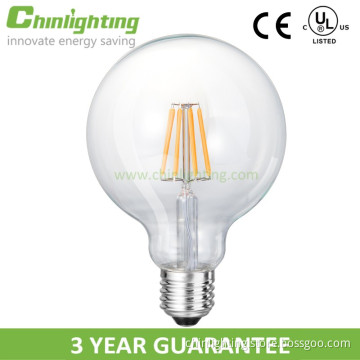CE RoHS listed Warm White 360 Degree E27 G95 5W 7W Led Filament Bulb,energy saving led lamp